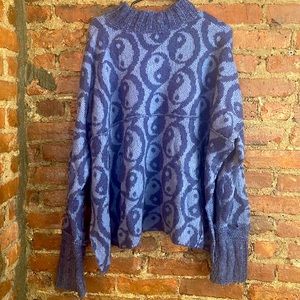Free People size S blue peace sign sweater.
